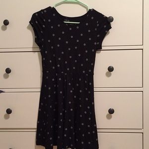 Black and gray polka dot dress